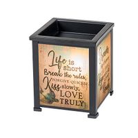 Elanze Designs Life Dream Hope Heart Black Metal Electrical Wax Tart and Oil Glass Lantern Warmer