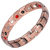 Mens Pure Copper 4 Elements Magnetic Therapy Negative Ions Germanium Link Bracelet for Arthritis Pain Relief Anti-Radiation(Imported,3500 Gauss Each Link)