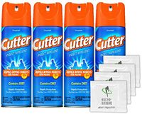 Cutter 6 oz Unscented Bug Repellent Spray (4 Count) + (4) Bonus Wipes