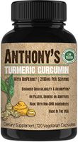 Anthony's Turmeric Curcumin Supplement, 120 Veggie Capsules, 2100mg Per Serving, Black Pepper Extract for Enhanced Bioavailability