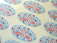 Pack of 30 Feliz Cumpleanos Spanish Espanol Birthday Greeting Stickers, Colorful Oval Self-Stick Labels for Cards, Envelopes, Craft, Decoration