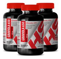 Soursop graviola - Pure GRAVIOLA Leaf Powder 650 MG - for Bowel Movements (3 Bottles)