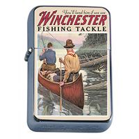 Perfection In Style Silver Flip Top Oil Lighter Vintage Fishing Design 011