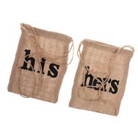 MagiDeal 2pcs Burlap his hers Dollar Dance Bags Drawstring Bag Wedding Gift Bags