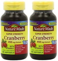 Nature Made Super Strength, Cranberry (450 Mg Extract) with Vitamin C, 60 Softgels 2 PACK
