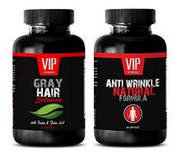 antioxidant Boost - Gray Hair Solution – Anti Wrinkle Formula - Grape Seed Complex - 2 Bottles (60 Capsules + 60 Capsules)