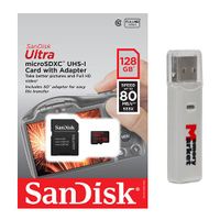 SanDisk Ultra 128GB MicroSD XC Class 10 UHS-1 Mobile Memory Card for Microsoft Lumia 430 435 532 535 540 550 640 650 950 XL LTE Surface 2 3 4 Pro with MemoryMarket MicroSD & SD Memory Card Reader