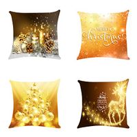 Indexshop Golden Christmas Throw Pillow Cushion Cover, 18X18 Inch Golden Christmas Balls Silver Pine Tree Branches Decorative Throw Pillow Cover, for Home Sofa Bedding (Multicolor)