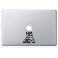 Crazy4Decals Keep Calm There's A Genius Working Decal 4" Vinyl Sticker for Laptop Notebook MacBook Air/Pro Dell HP Walls Windows (Black)