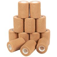 Self Adherent Wrap - 12 Pack of Cohesive Bandage Medical Vet Tape in Tan for First Aid, Sports, Wrist, Ankle, 3 Inches x 5 Yards