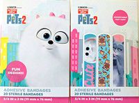 The Secret Life of Pets 2 Adhesive Bandages for Minor Cuts and Scrapes, Assorted Designs, Pack of 2