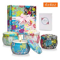 Scented Candles Gift Set, Natural Soy Wax 4.4 Oz Tin Candles Gift for Women Host Gifts with Strongly Fragrance for Stress Relief and Relax - 4 Pack