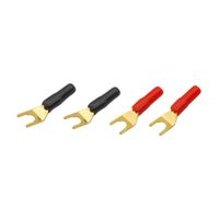 EIGHTNOO Y  Plug 45 Degree Spade Connector for Speaker Wire, Insulated Fork Connector Electrical Crimp Terminal for Speaker Cable (2 Red & 2 Black)