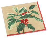 Entertaining with Caspari Royal Holly Paper Cocktail Napkin Package, Gold
