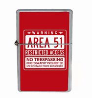 Area 51 Flip Top Oil Lighter R1 Smoking Cigarette Silver Case Included