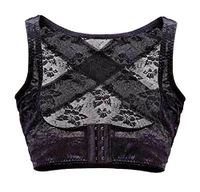 Aexge Women Lace Adjustable Elastic Posture Back Corrector Shoulder Support Chest Breast Support Belt Band (L, Black)