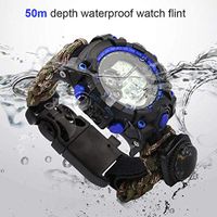 Survival Paracord Bracelet Watch, Survival Bracelet Kit Multi-Function Waterproof Rescue Watch Including Rope Whistle Watch Compass Blade Fire Starter,Camouflage