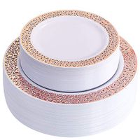 Elegant Lace Dinnerware Set Service for 20 People Includes : 20 Dinner Plates 10.25", 20 Dessert Plates 7.5", 20 Forks, 20 Knives, 20 Spoons (rose gold plates)