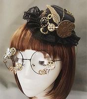 Qhome Photography Original Manual Exhibition Cosplay Photo Props Dark Forest Witches Steampunk hat Retro Lolita Homburg Performing Props (BillycockB+Glasses)