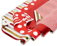 American Greetings Reversible Wrapping Paper, Red and Gold (4 Pack, 120 sq. ft.)
