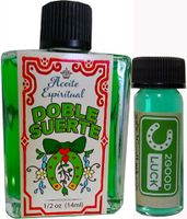 Double Good Luck, Spiritual Oil With 1 Dram Perfume Set for Magic and Rituals. Doble Suerte Aceite Espiritual Para Rituales Y Magia.
