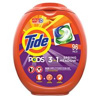 Tide PODS Laundry Detergent Liquid Pacs, Spring Meadow Scent, HE Compatible, 96 Count per pack, 77 Oz (Packaging May Vary)