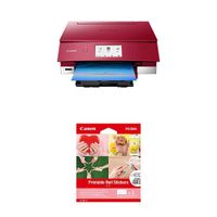 Canon TS8220 Wireless All in One Photo Printer with Scannier and Copier, Mobile Printing, Red & Printable Nail Stickers, Compatible to PIXMA TS9520, TS9521C, TS8220 and TS702 Printers