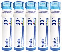 Boiron Sulphur 30C (Pack of 5 80-Pellet Tubes), Homeopathic Medicine for Skin Rash