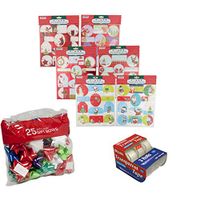 Christmas Gift Tags Bundle with Christmas Bows and Tape | Christmas Wrapping Supplies | 72 Holiday Labels, 50 Gift Bows and 3 Rolls of Tape