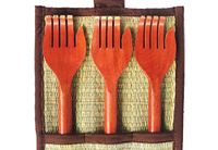 Hand Back Scratcher Wooden Bamboo, 3 Piece 16" Best Massager Set for Itching Relief, Traditional Body Relaxation Natural Strong Sturdy Tool in Woven Wall Hanging. (Red)