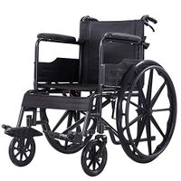 Foldable Lightweight Elderly Wheelchair, Portable Scooter Disabled Multi-Function Large Wheel Wheelchair (Black)