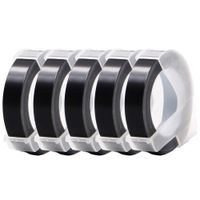 Compatible for Dymo 3D Embossing Labels Tape Plastic Embossing Tapes 520109 for Dymo Organizer Xpress, Office-Mate II, Black, 3/8 inch (9mm) x 9.8 Feet(3m), 5-roll