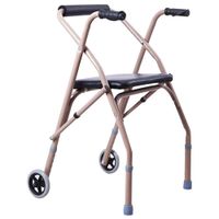 ROMX- Folding Walker with Roller/Compact Folding Walkers Frame/Seat Plate Height Adjustable Old People Disabled, Carbon Steel