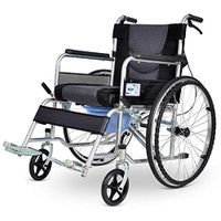 LAZ Wheelchair Lightweight Folding Steel Pipe Self Propel Wheelchair with Handbrakes Comfortable Breathable Backrest Adjustable Seat Belt