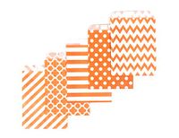 200 Counts Medium Orange Biodegradable, Food Safe Ink & Paper, Assorted Design Cookie Bag, Eco-Friendly Favor Bag, Treat Bag for Party (Medium, Orange)
