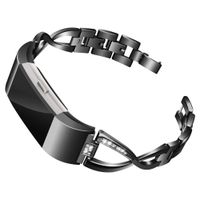 TechCode Charge 2 Watch Strap,Stainless Steel Band Metal Wristband X-Link Strap Watch Bling Jewelry Metal Wristband Bracelet Replacement Accessories for Fitbit Charge 2 Tracker Watch (Black)