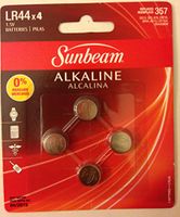 LR44 Alkaline Battery replace 357 SG13 303 A76 EXP76 SR44 AG13 LR1154 SR44SW/W , Pack of 4 batteries