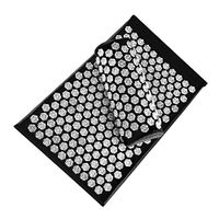 ASDY Lotus Acupuncture Mat Massage Yoga Mats Fitness Massage Cushion Acupuncture Massage Mat Acupressure Mat and Pillow Set Pin Pad,Black