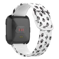 UMTELE Sport Bands Compatible with Fitbit Versa, Soft Silicone Wristbands Fadeless Pattern Printed Replacement Floral Band Compatible for Men and Women-Large,Paw