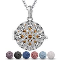 INFUSEU Evil Eye Essential Oil Diffuser Necklace Lava Stone Aroma Therapy Talisman Jewelry Set, 5 Pcs Rocks, 24" Chain