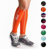 dimok Calf Compression Sleeves Leg Compression Socks - Reduces Shin Splint Muscle Pain Cramps Fatigue - Provides Fast Recovery Better Circulation (Orange, S/M)