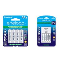 Panasonic BK-3MCCA8BA eneloop AA 2100 Cycle Ni-MH Pre-Charged Rechargeable Batteries, 8 Pack & Advanced Individual Cell Battery Charger Pack with 4 AA eneloop 2100 Cycle Rechargeable Batteries