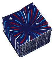 Cocktail Napkins - 150-Pack Luncheon Napkins, Disposable Paper Napkins American Party Supplies, 2-Ply, Fireworks Design, Unfolded 10 x 10 inches, Folded 5 x 5 inches