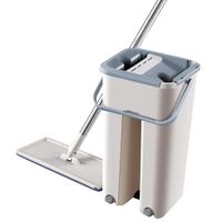 Gallity Double Sided Squeeze Flat Mop and Bucket - Hand-Free Wringing Floor Cleaning Mop - Free Hand Wash Microfiber Flat Mop and Bucket System