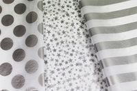 Metallic Silver & White Gift Wrap Tissue Paper for All Occasions. 36-Pack Includes 12 Sheets Each of Polka Dot, Striped and Stars Patterns. Large 20 x 30 Squares, Silver Metallic and White