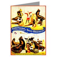 Circus Poster of Trained Seals by Captain Woodward c1899 Notecard set