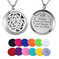 HooAMI Essential Oil Diffuser Necklace Aromatherapy Jewelry Celtic Knot Locket - Always Remember You're Braver Than You Believe,Stonger Than You Seem,and Smarter Than You Think