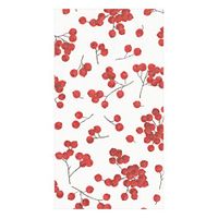 Caspari Berry Gathering Paper Linen Guest Towel Napkins in Ivory & Red, Four Packs of 12