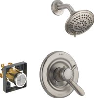 Delta Faucet Lahara 17 Series Dual-Function Shower Trim Kit with 5-Spray Touch-Clean Shower Head, Stainless T17238-SS (Valve Included)