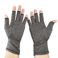 TXqueen Arthritis Gloves with Grips - Men & Women Fingerless Compression - Open Finger Hand Gloves for Rheumatoid and Osteoarthritis - Arthritic Joint Pain Relief,Gray,L